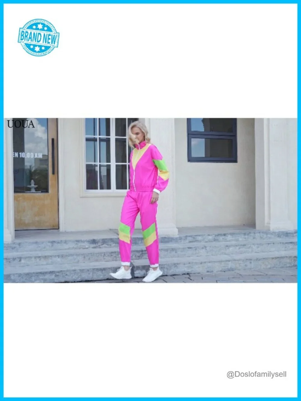 Color Block 2 Piece Windbreaker Jacket Tracksuit Set